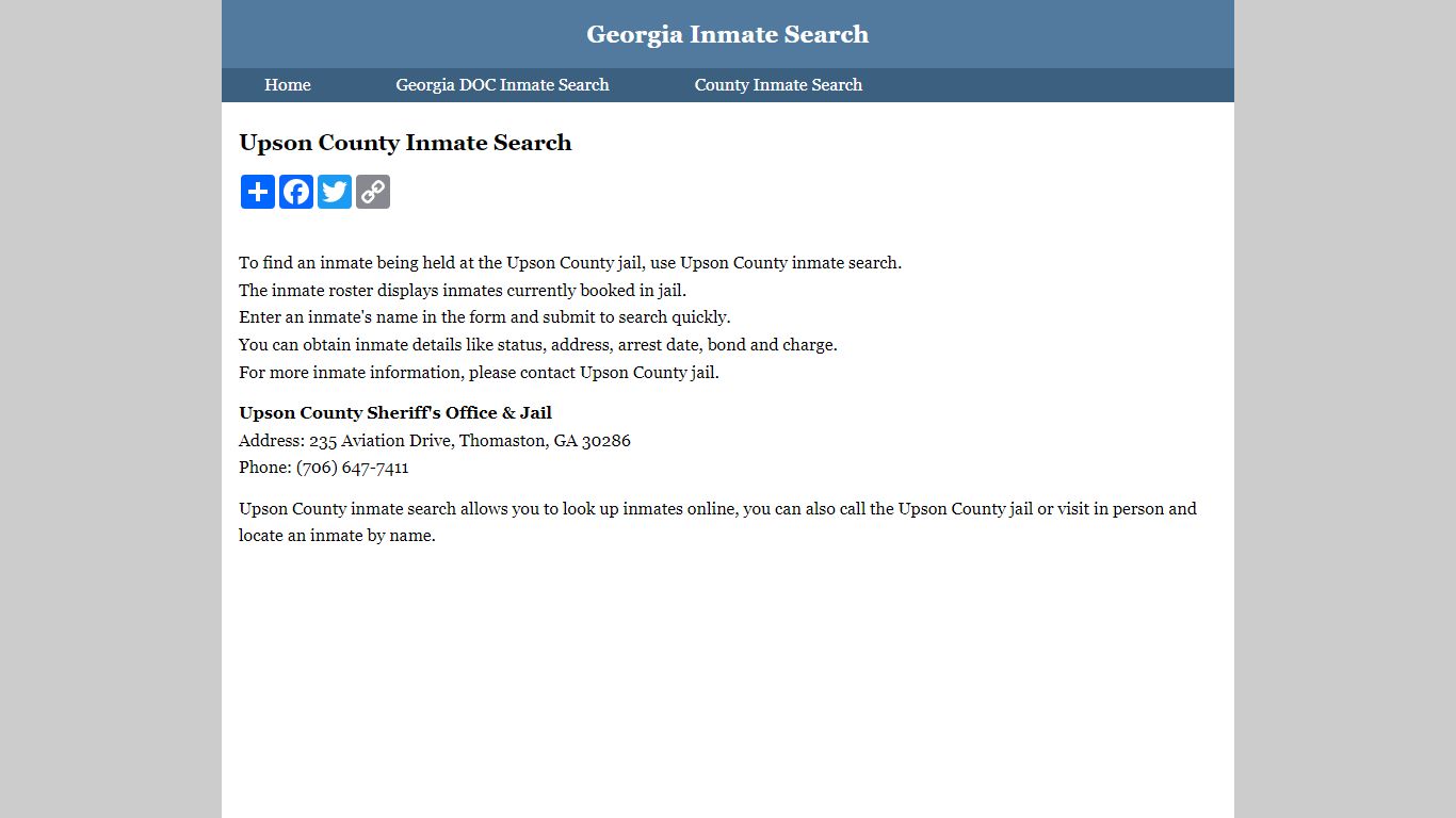 Upson County Inmate Search