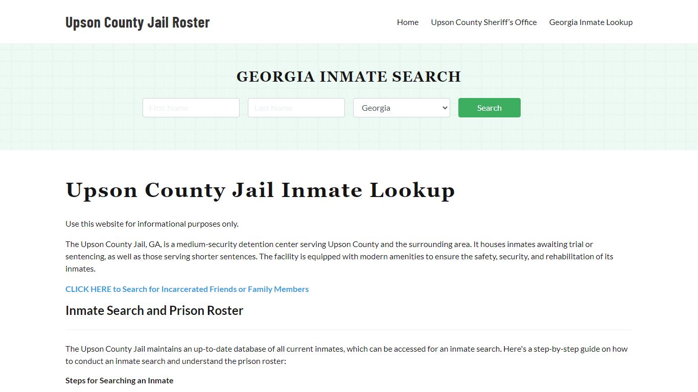 Upson County Jail Roster Lookup, GA, Inmate Search