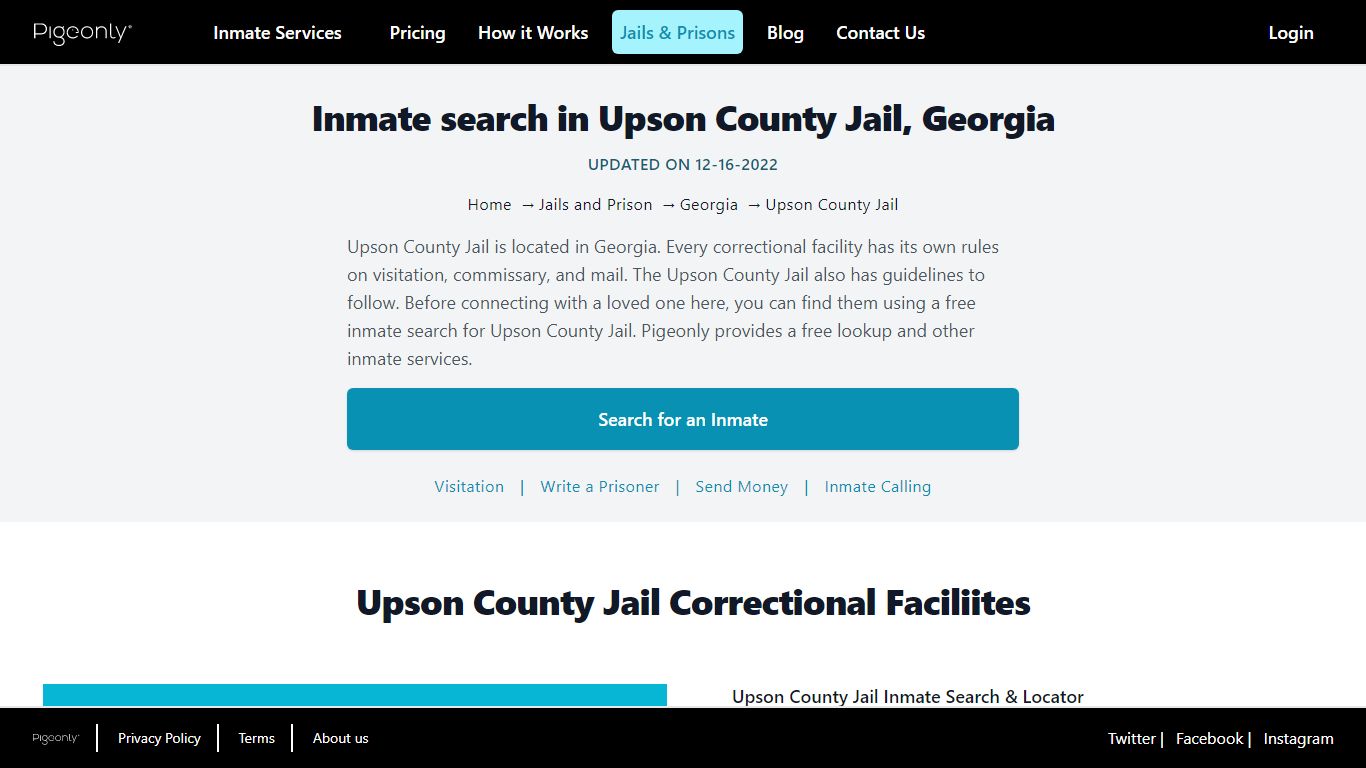 Inmate Search Upson County Jail, Georgia | Pigeonly