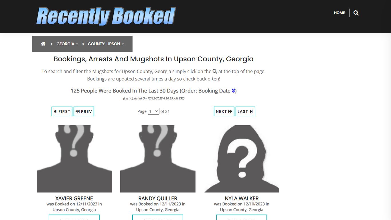 Recent bookings, Arrests, Mugshots in Upson County, Georgia